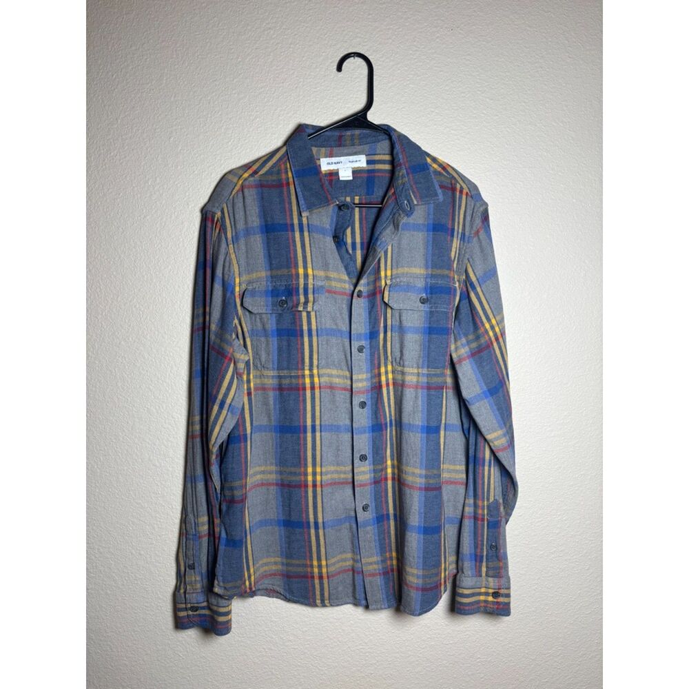 Old Navy mens Flannel button down size L grey